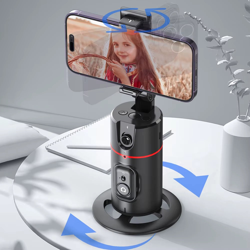 Auto Tracking Smart Robotic Cameraman with 360-Degree Face Recognition, AI Shooting, Selfie Stick, and Gimbal Stabilizer for Vlogging and Live Streaming