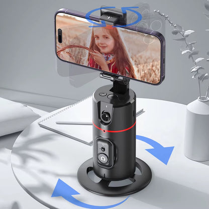 Auto Tracking Smart Robotic Cameraman with 360-Degree Face Recognition, AI Shooting, Selfie Stick, and Gimbal Stabilizer for Vlogging and Live Streaming