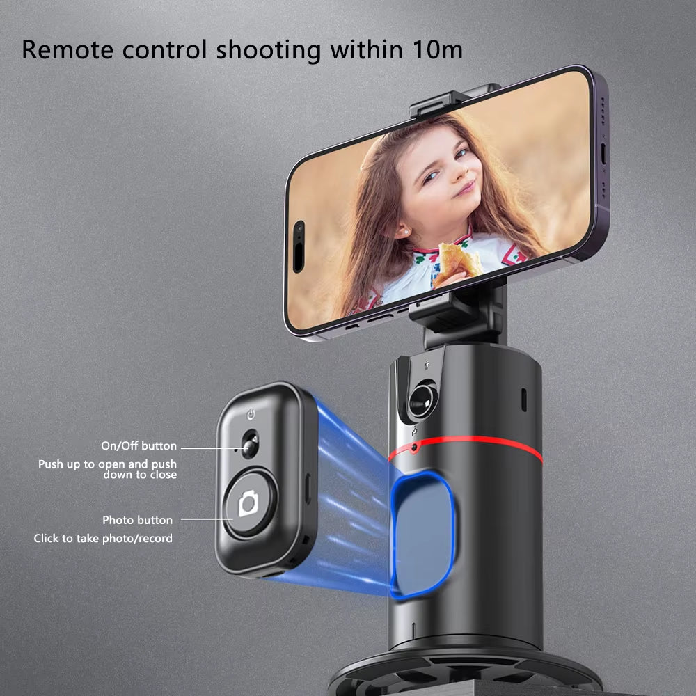 Auto Tracking Smart Robotic Cameraman with 360-Degree Face Recognition, AI Shooting, Selfie Stick, and Gimbal Stabilizer for Vlogging and Live Streaming